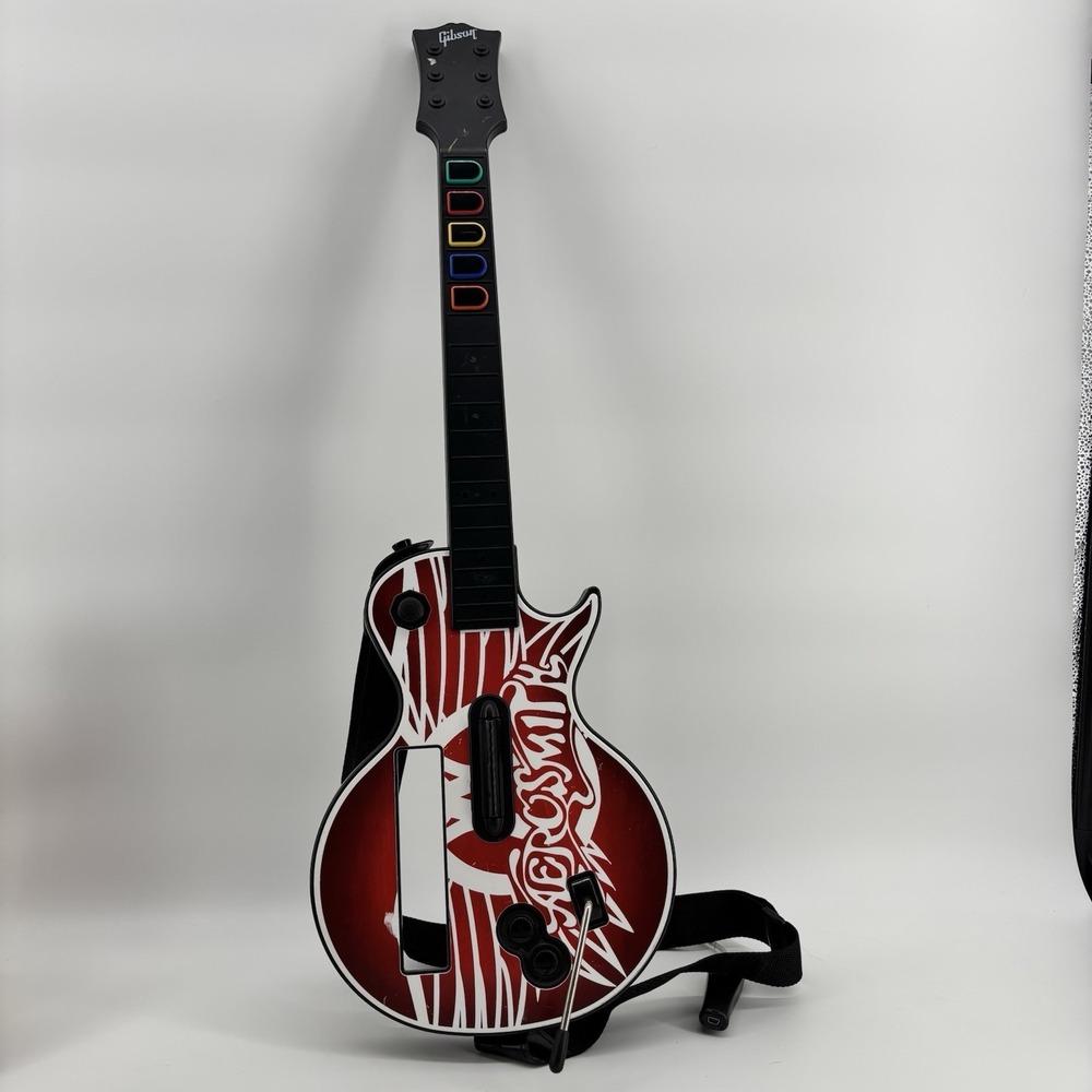 Nintendo Wii Guitar Hero AEROSMITH Red Octane Gibson Guitar With Strap Untested